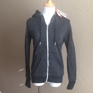 BNWT SuperDry Orange Label Luxe Black Hoody in XS